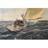 After Charles Napier Hemy - Coloured print - Life, being a stormy seascape with yacht, 54cm x