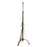 Late 19th/early 20th Century brass telescopic standard lamp on triple splayed supports Condition: