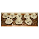 Set of eight modern Royal Doulton cups and saucers decorated with the Hill Top pattern Condition: