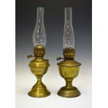 Two brass oil lamps Condition: