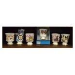 Six modern Coalport limited edition goblets, two commemorating the centenary of the birth of Sir