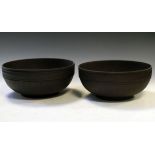 Pair of Wedgwood Prestige black basalt bowls, 26cm diameter Condition: