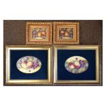 Pair of oval ceramic plaques, each painted with fruit and signed J.Butterfield, 11cm x 16.5cm,