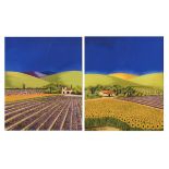 Stella Parslow - Pair of artists proof prints - Stylised landscapes, each signed in pencil, 35.5cm x