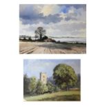 Adrian Taunton - Watercolour - Winter Sunshine On A Suffolk River, 27cm x 36cm, framed and glazed,