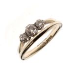 White metal and three stone diamond ring stamped 18ct Plat, size N½, together with an 18ct white