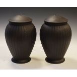 Pair of large modern Wedgwood black basalt ovoid lamp bases Condition: