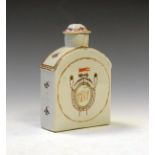 Late 18th/early 19th Century Chinese armorial porcelain tea caddy, the crested arms with monogram