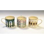 Three modern Wedgwood limited edition mugs, each designed by Richard Guyatt and comprising: Nation