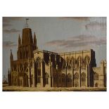 19th Century English School - Block printed oil cloth - South East View Of Redcliffe Church,