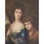 Early 20th Century mezzotint - Study of an 18th Century lady and boy, signed by the engraver