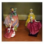 Three Royal Doulton figures - Autumn Breezes HN.1911, Delight HN.1772 and Lydia HN.1908, together