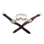 Three various wristwatches comprising: 9ct gold example with Recordex sixteen jewel Swiss made