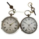 Two silver open-faced pocket watches, the first 'The Express English Lever, J.G.Graves,