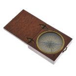 19th Century mahogany cased pocket compass having engraved printed dial Condition: