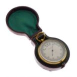 Early 20th Century satin brass cased pocket barometer, cased Condition: