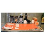 Collection of Guinness promotional items including; Seal table lamp, condiments, calendars, glasses,