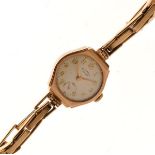 Rotary - Lady's 9ct gold 'Rotary Junior' wristwatch, Arabic dial with subsidiary 6, flexible