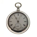 19th Century silver pair-cased pocket watch, the white Roman dial inscribed J.Hood and Son, Cupar,