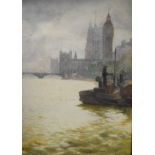 Hester M. Walker - Watercolour - From The Thames Embankment, signed and dated 1912, 27cm x 19cm,