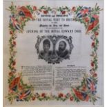 Framed souvenir/program commemorating the visit of Edward VII and Queen Alexandra to Bristol for the