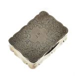 Victorian/Edward VII silver table snuff box of wavy edge design with foliate scroll decoration to