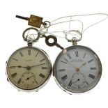 Late Victorian silver pocket watch, the white Roman dial inscribed J.D.Fisher Lincoln, with