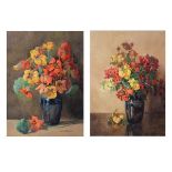 G.A. Parsons - Watercolour - Two still life studies of flowers in a vase, the larger 36.5cm x 26.