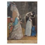 Four late 18th Century hand-coloured prints to include; two satirical examples, 'Welladay! Is this