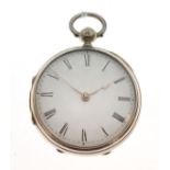 Victorian lady's silver open-face fob watch, with white Roman dial, movement signed Haddon &