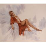 Jonathan R. Gilkes - Signed limited edition print - 'Scarlett', a seated female nude, 252/500,