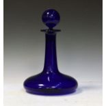 Modern Bristol blue glass ships decanter and stopper Condition: