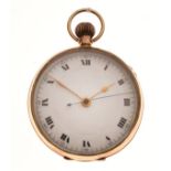 9ct gold open face pocket watch with centre seconds, white Roman dial, with Cheshire Regiment