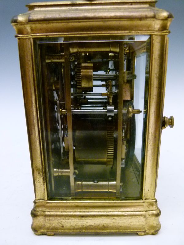 Late 19th Century French brass-cased repeater carriage clock, Le Roy and Fils 1-15 Palais Royal - Image 4 of 8