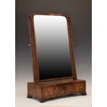 19th Century figured walnut dressing table mirror in the early 18th Century taste, the shallow-