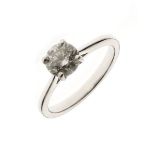 Single stone diamond 18ct white gold ring, the brilliant cut of approximately 1 carat, size L½,