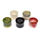 Five Chinese hardstone archer's rings Condition: No obvious faults or restoration **General