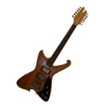 Custom-built twelve string electric guitar, circa 1975, shaped spruce body and maple neck with