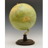 Early 20th Century Philips' 14" terrestrial Globe, George Philip & Son Ltd, 32 Fleet Street, with