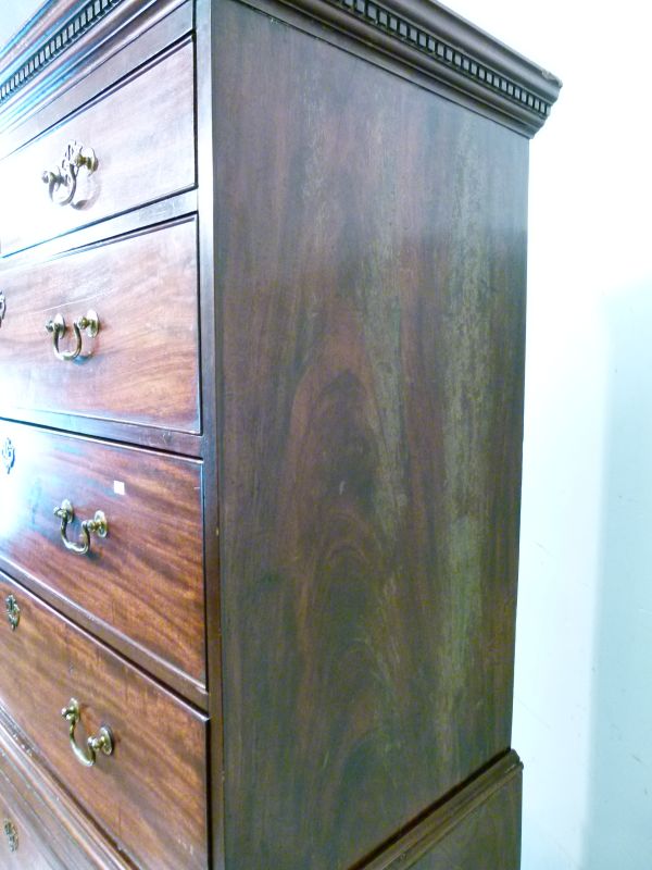 19th Century mahogany chest on chest or tallboy, in the George III style, the moulded dentil cornice - Image 4 of 9