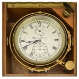 Mid 20th Century marine chronometer, Thomas Mercer, 21730, having a 10cm silvered Roman dial with