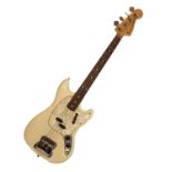 Guitars - Fender Mustang bass guitar, American made serial number 538603 (1974), white body, maple