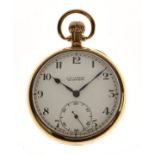 George V 9ct gold pocket watch, movement by Prima, Switzerland, retailed by J.W. Turner,