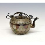 Chinese export silver teapot of squat globular form, the central band decorated with a series of