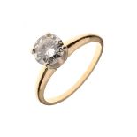 Diamond single stone ring, stamped '14k', the brilliant cut measuring approximately 6.6mm x 3.5mm,