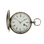 Victorian silver full hunter-cased pocket watch, Milroy, Edinburgh No.14229, the white Roman dial