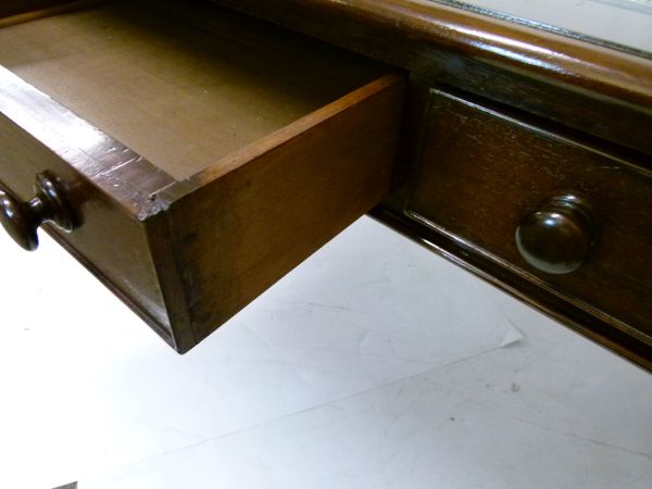 Late 19th/early 20th Century mahogany library table, the moulded rectangular top with gilt-tooled - Image 6 of 8