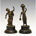 Pair of 19th Century South East Asian bronze figures, the first depicting a lady dancer, the