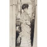 James Tissot (French 1836-1902) - Etching - Portrait of Miss L or A Door Must Be Either Open Or