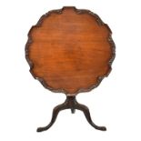 George III style mahogany snap top 'pie-crust' occasional table, the wavy edged top with foliate